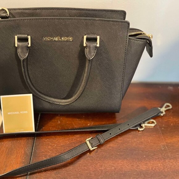 Micheal Koors Black Saffiano Leather Satchel - Picture 2 of 5